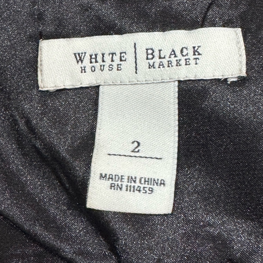 White House Black Market Silk Floral Black and White Maxi Dress Sz 2 - Picture 6 of 6